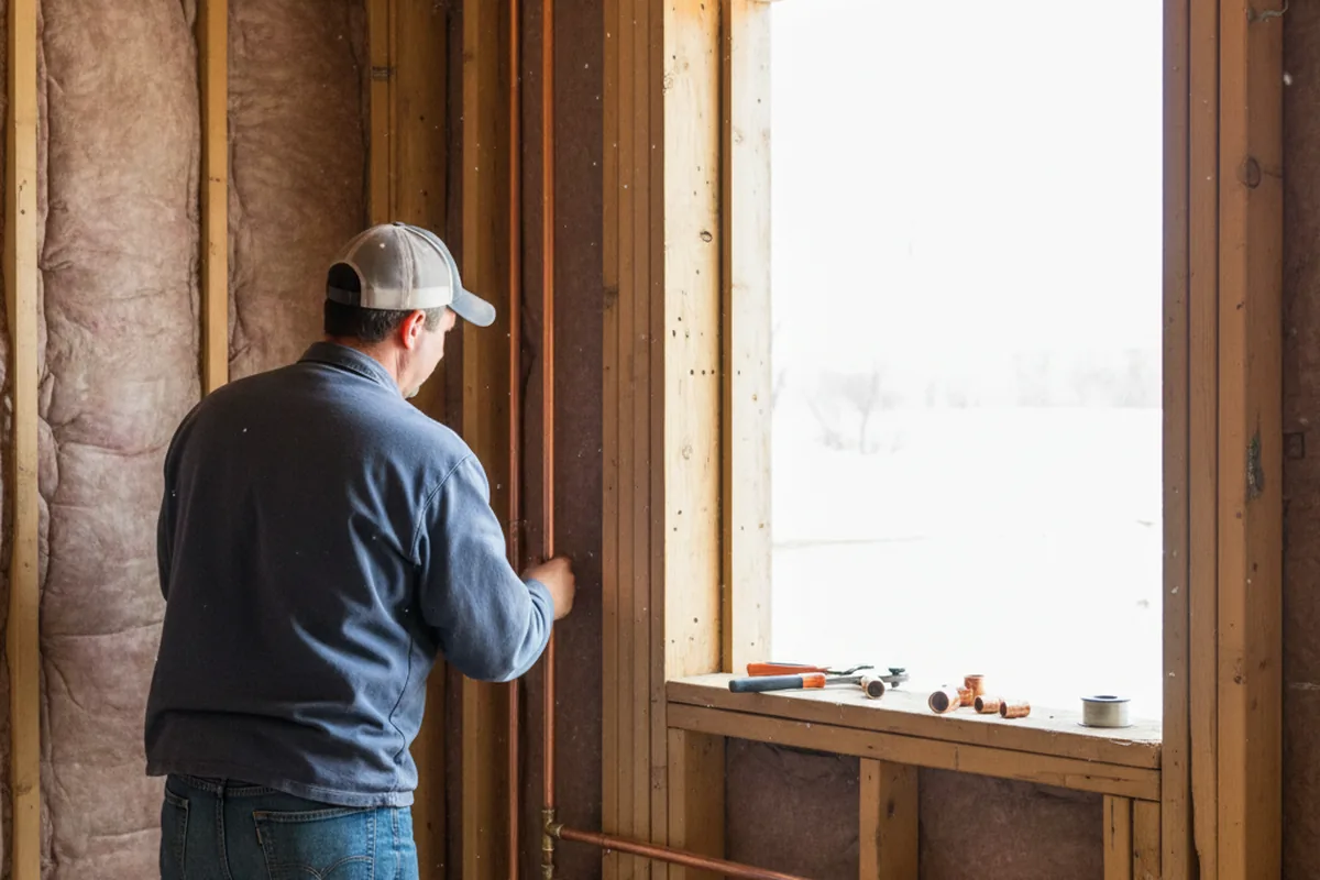 Licensed plumber running new copper supply lines in a Fork Union home