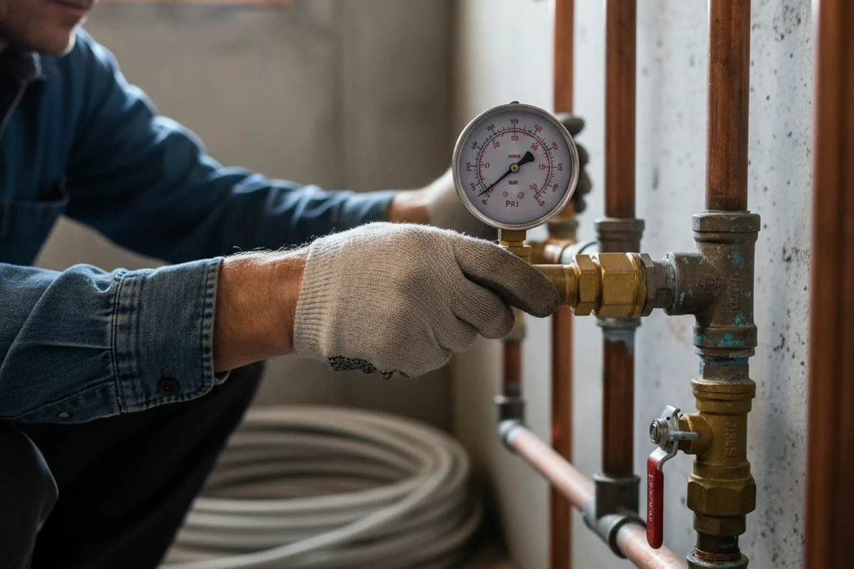 Pressure testing a repaired line during Water Line Repair in Fork Union